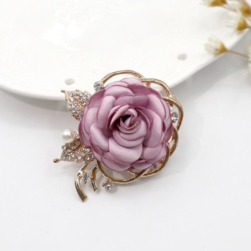 1Pc Pearl Women Botanical Pins Casual Fabric Mother's Day Gift Party Accessories Brooches Rose Flower