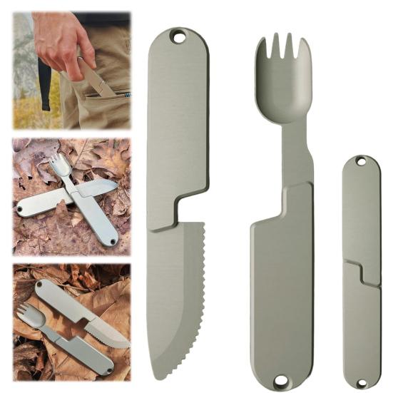 2 in 1 Camping Utensils Set Portable Magnetic Detachable Spoon Fork Combo