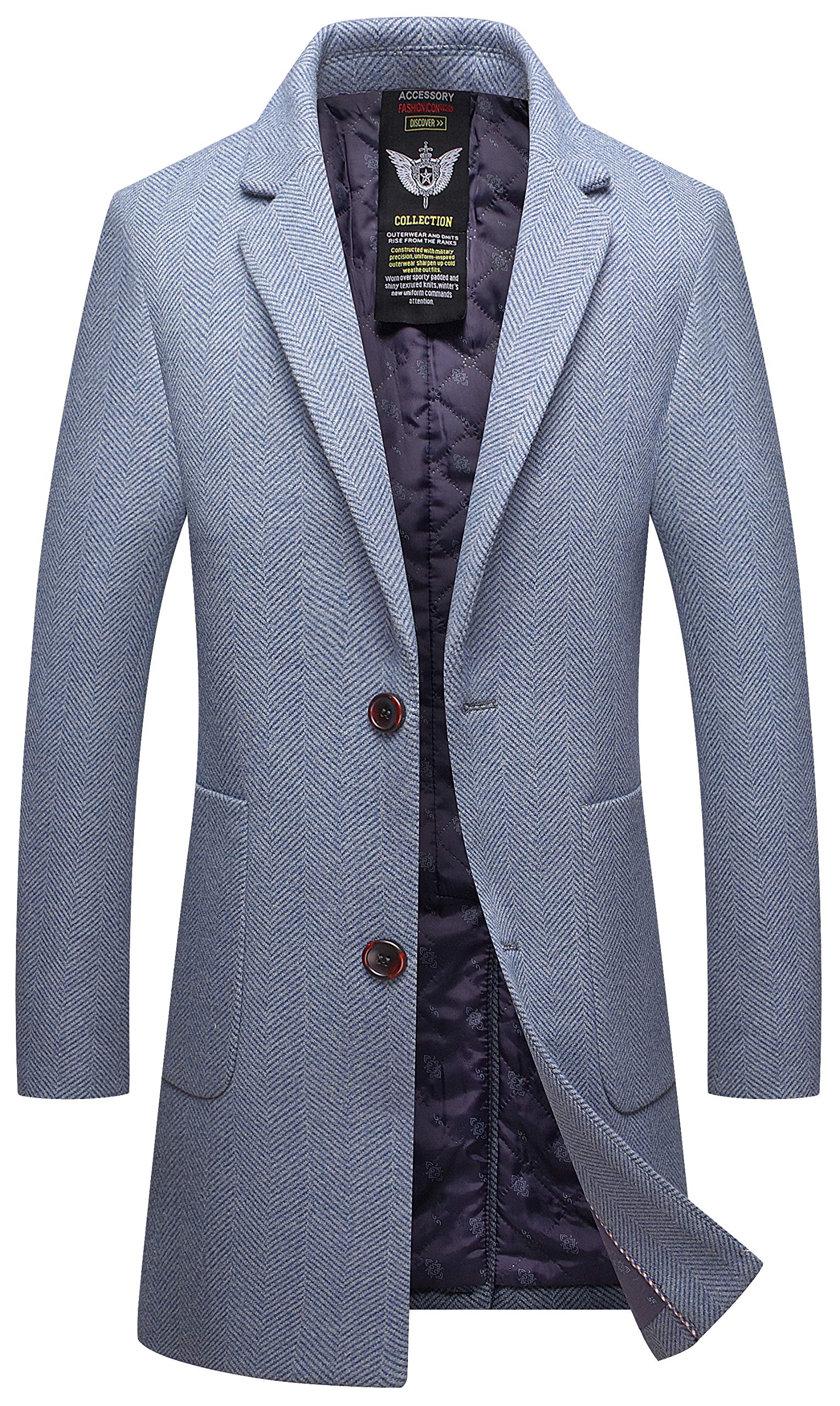 

FHLHY Длинное пальто Честерфилд из шерсти, мужское, толстое, на осень/зиму