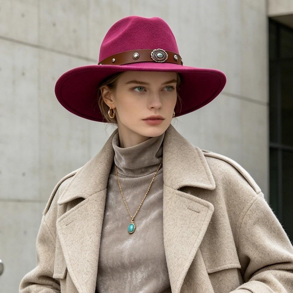 Ethnic Style Jazz Hat Solid Color Vintage Cowgirl Hat Fashion Western Cowboy Hat for Men And Women