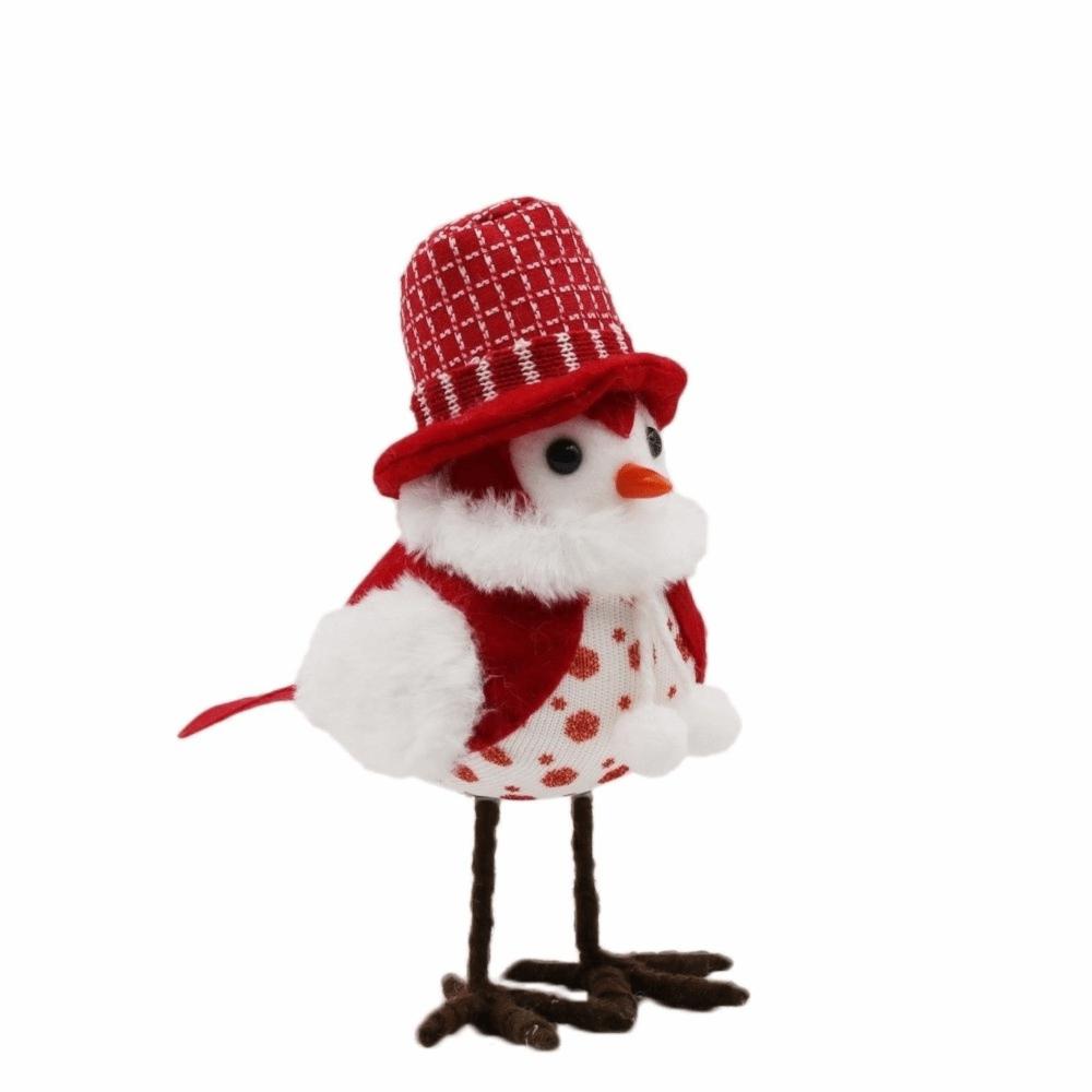 Tabletop Ornaments Christmas Bird Figurines with Hat Festive Bird Statue  Home Mantel
