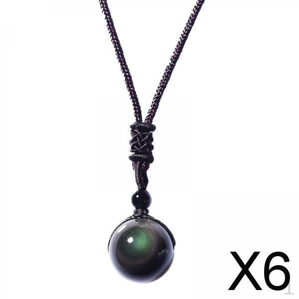 

6x Ожерелье из мистического обсидиана с плетеным вручную шнуром - Унисекс Хорошее