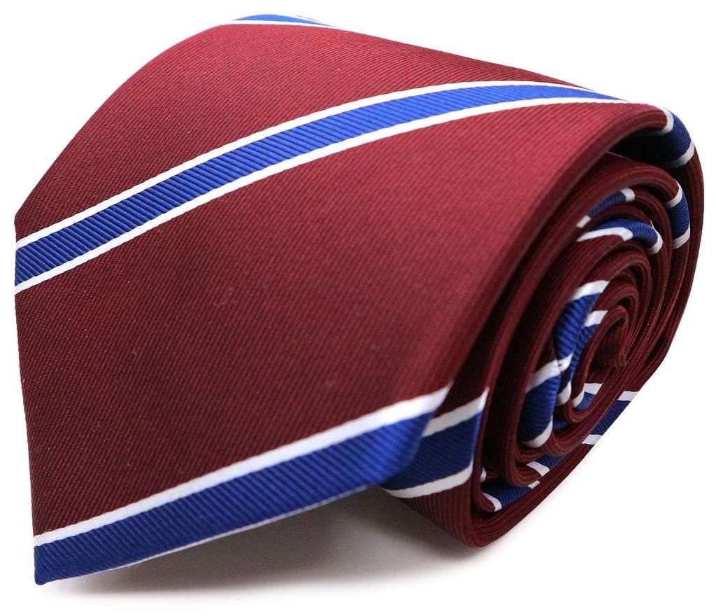 Brand Necktie Made in Japan Silk Jacquard Weave Regimen Stripe [Michiko London] 100% (A Pattern Wine)