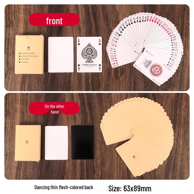 Ultra-Thin Flesh-Colored Playing Cards for Magic Tricks - Long Style, Four-Color Diamond Design