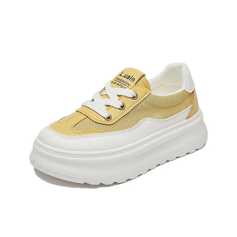 New Summer White Shoes for Female Students Breathable Thick Sole Height-enhancing Casual Street Clapper Shoes