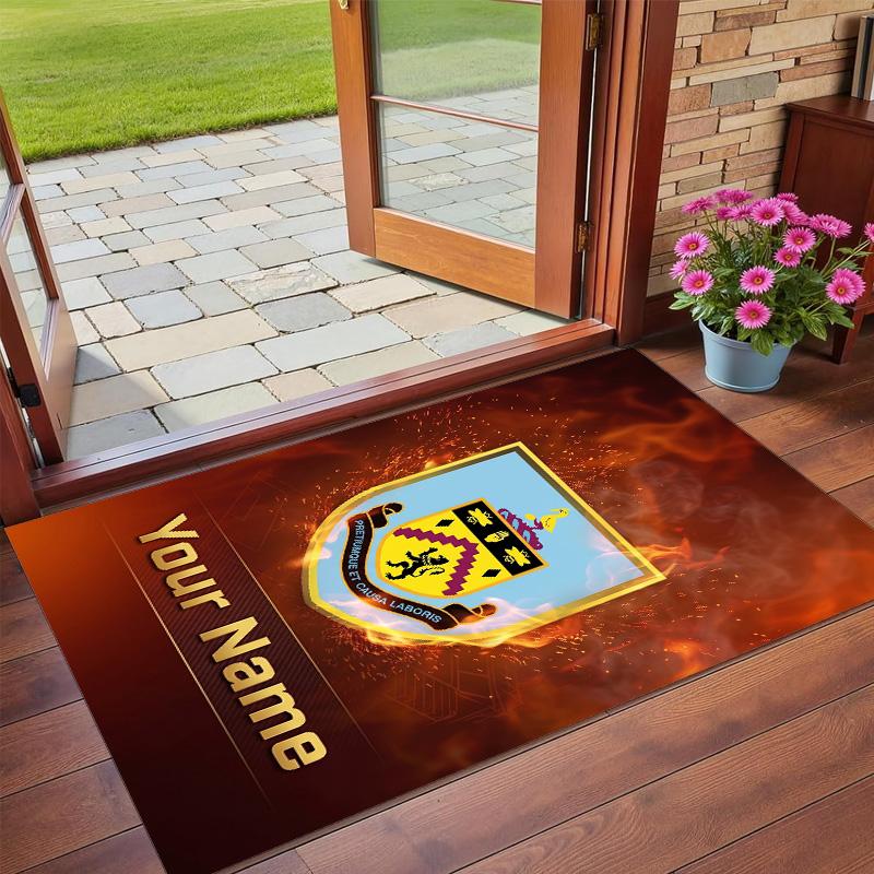 Crystal Velvet Rug Custom Name Text, Soft Non Slip Floor Mat Home DecorBurnley Football