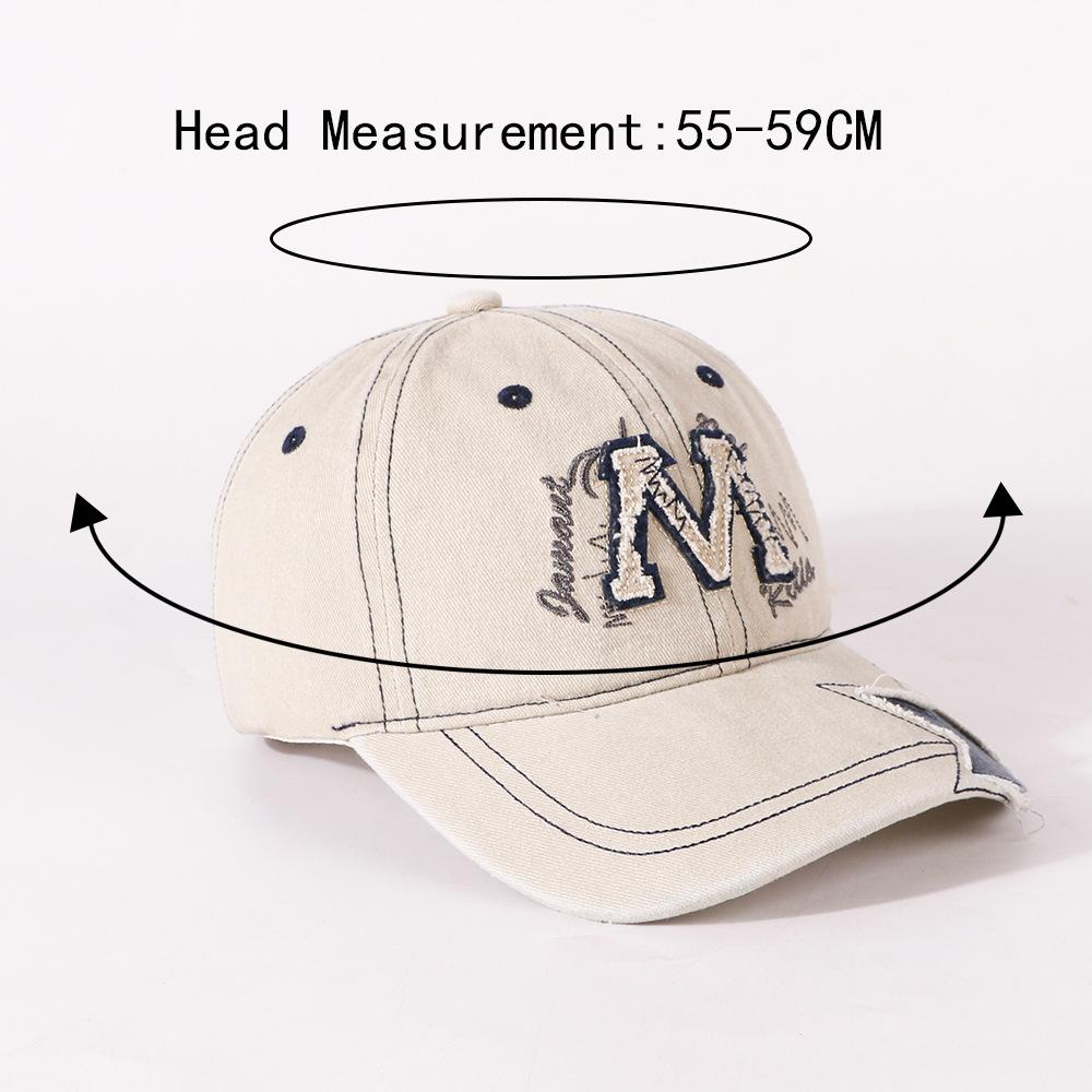 New Unisex Vintage Baseball Cap M Letter Embroidery Dad Hat Women Men Outdoor Streetwear Distressed Washed Cotton Sports Cap