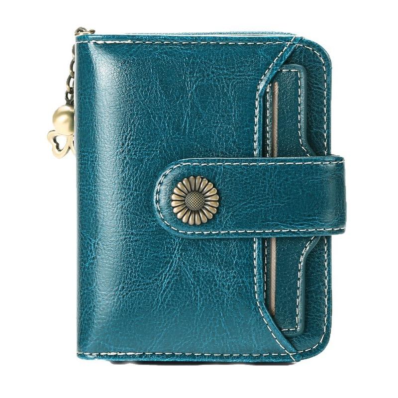 Women’s Short Wallet PU Leather Zipper Coin Purse Small Bifold Wallet Card Holder ID Window Multi Slot Compact Clutch Wallet for Ladies Girls