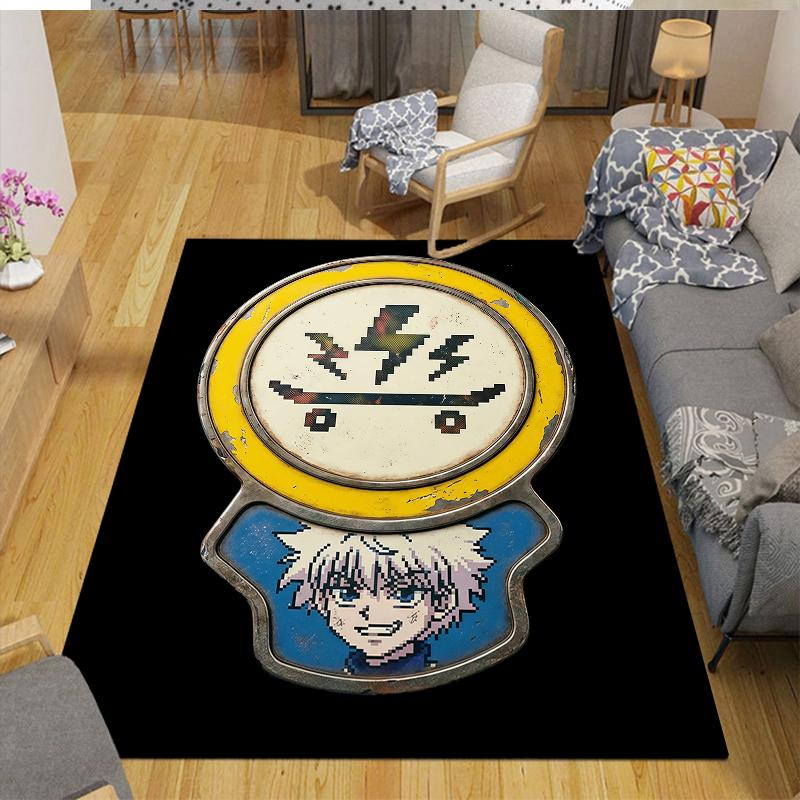 Killua Zoldyck Home Sofa Decoration for Living Room & Bedroom, Non‑Slip Play Flannel Floor Mat for Game Room