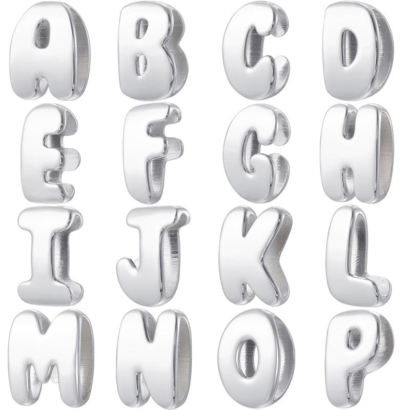1Pcs Silvery Large/Small Polished Bead Letter Charm Pendant Suitable for Handmade Jewellery Accessories 1 Piece: VZ518