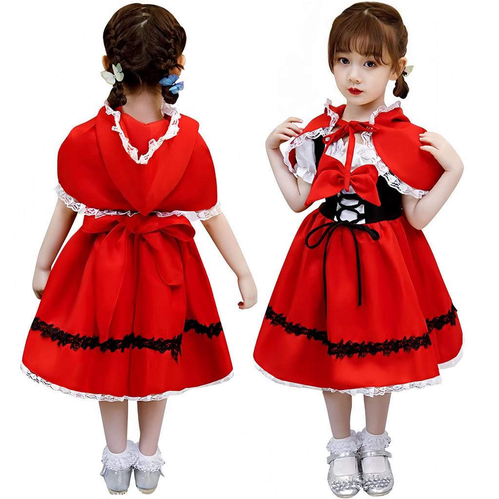 Halloween Cosplay for Little Red Riding Hood Kids Ribbon Cosplay Little Red Riding Hood Kids Halloween Kids Christmas Costume School Stage Birthday