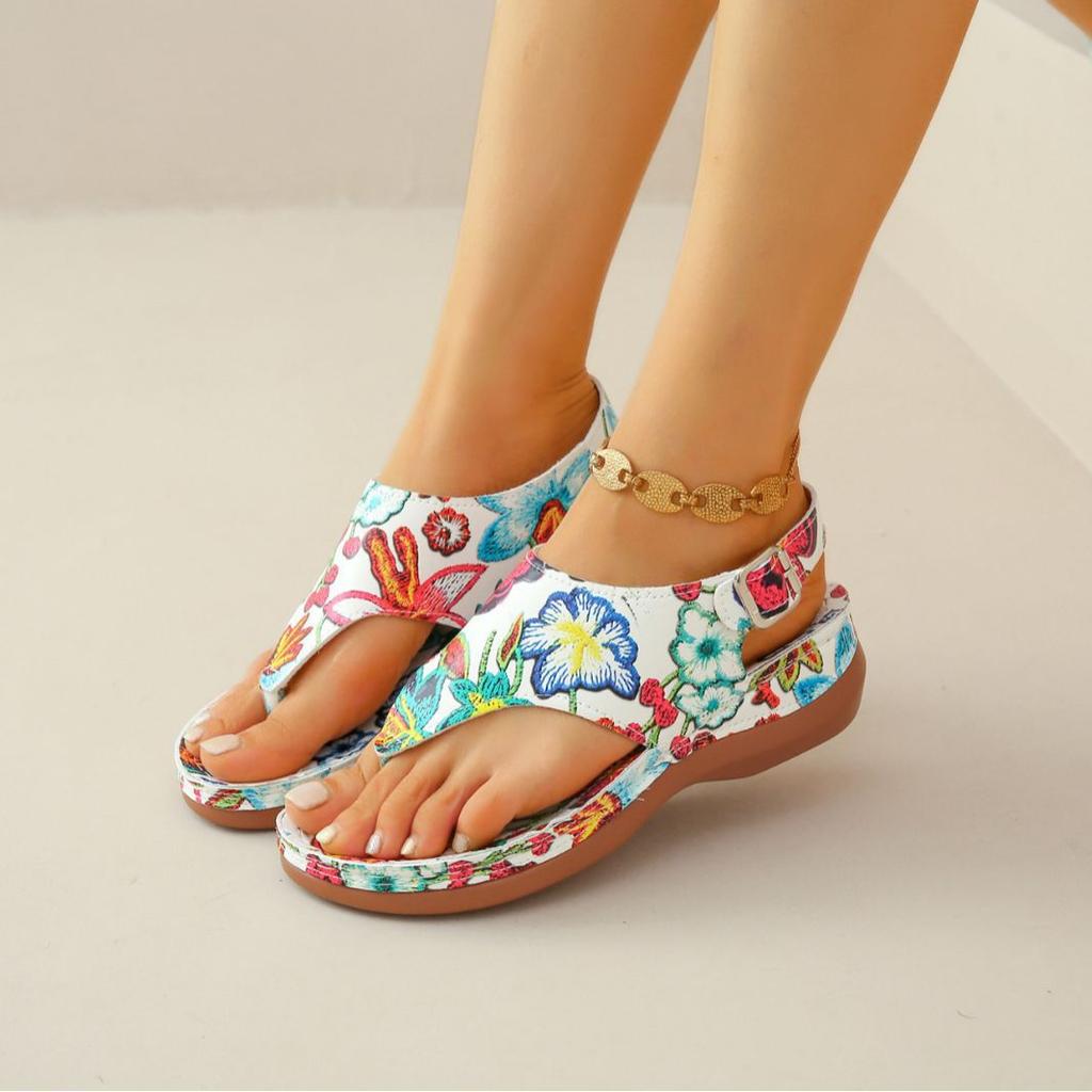 Foreign Trade Sandals Women's Europe, America 2025 Summer New Large Size Thick-soled Slope Heel Flip-flops Wear Beach Sandals 43