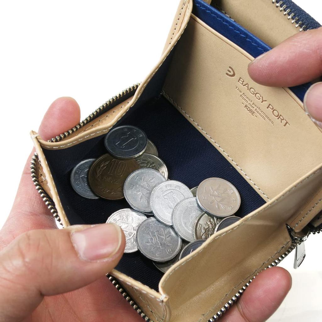 Baggy Port Coin Leather with Paisley Embossed Case, Indigo-Dyed Pattern, Men's, Women's, Unisex, ZYS-199 (Dark Blue)