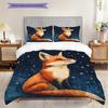 Fox Pattern Bedding Quilt Set Quilt Cover Pillowcase Home Decoration Birthday Gift (1 * duvet cover + 2 * pillowcase, without core)