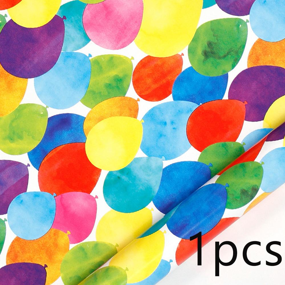 1pcs Wrapping Paper Roll Colorful Happy Birthday Gift Wrapping Paper Kids Birthday Party Holiday Wrap Cartoon Craft Paper Decor