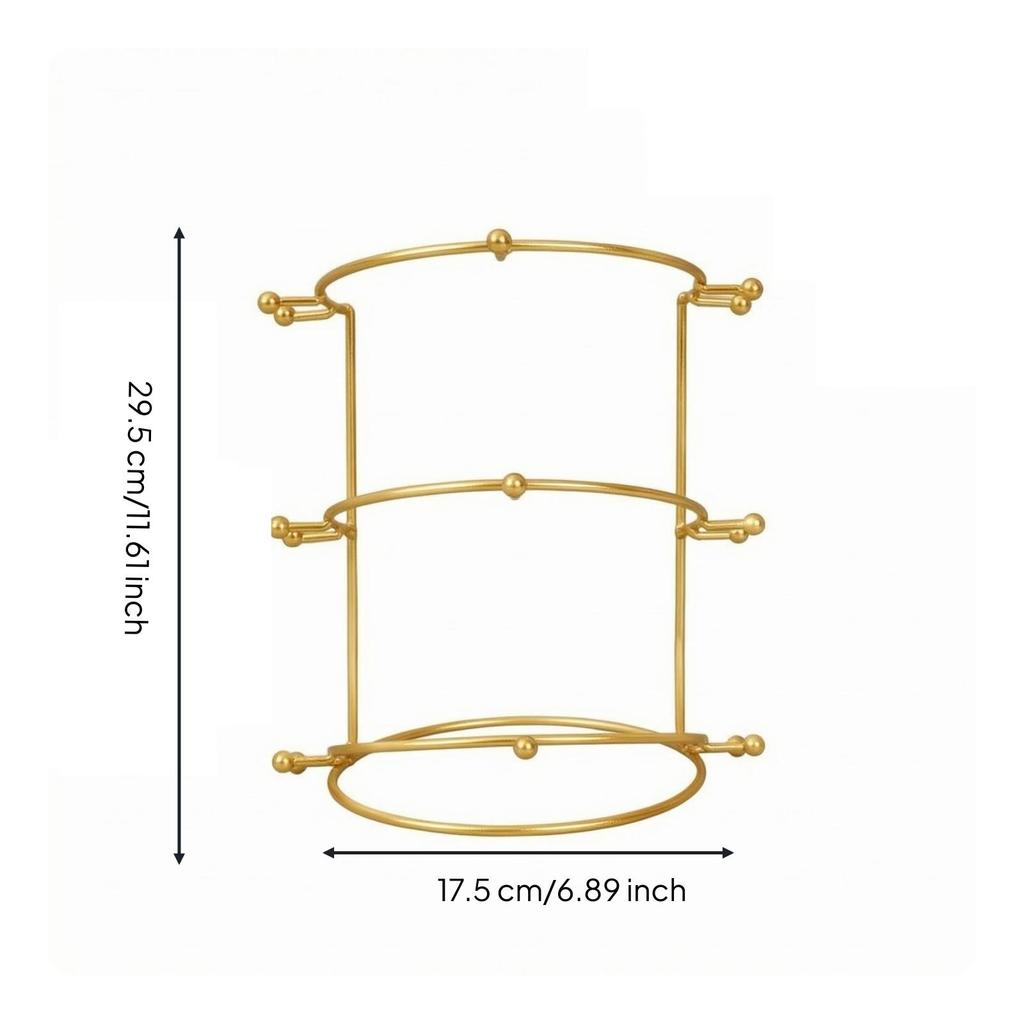 Metal Display Stand with Round Base Golden Crown Holder Compact