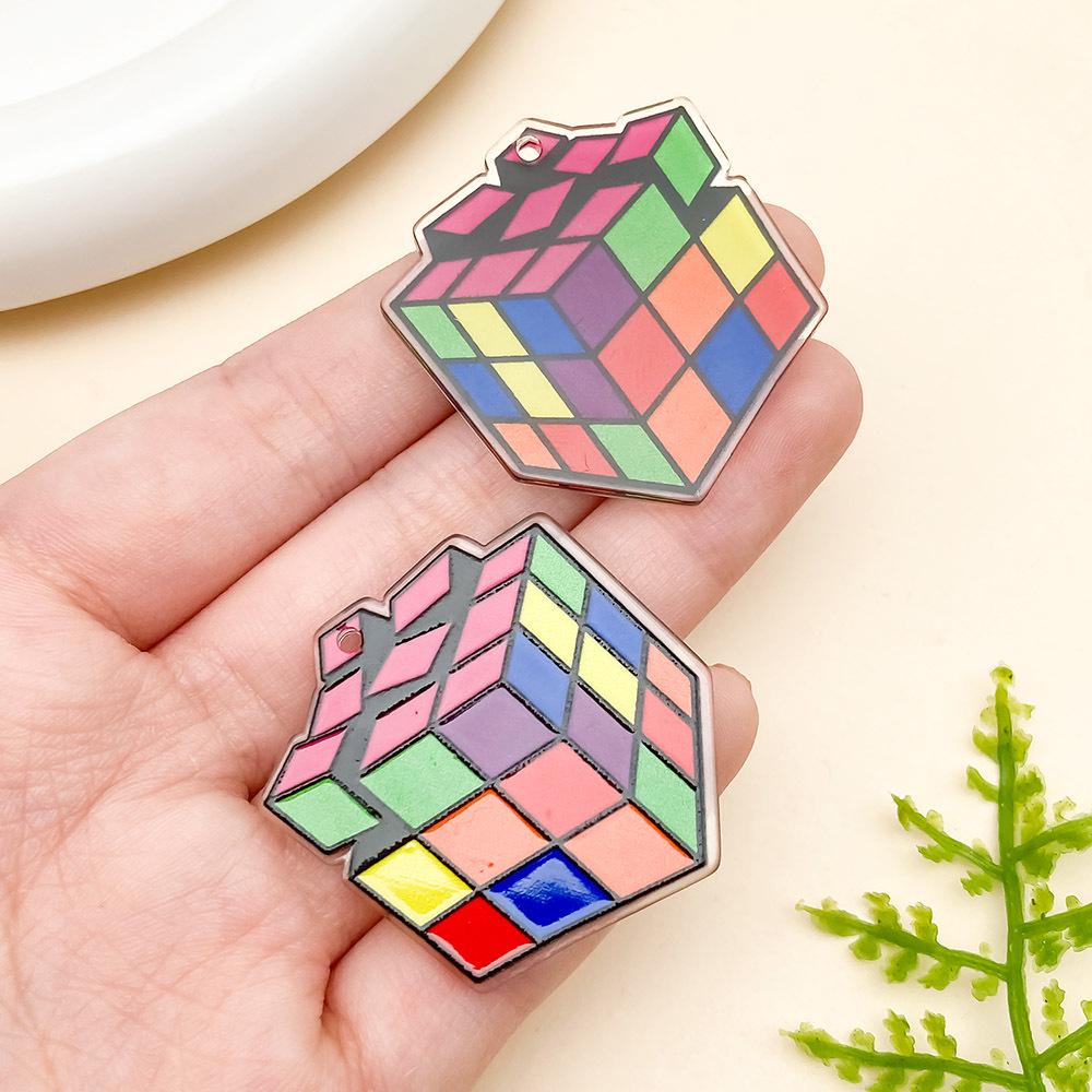 Cartoon Animal Mosaic Acrylic Jigsaw Pendant for DIY Jewelry