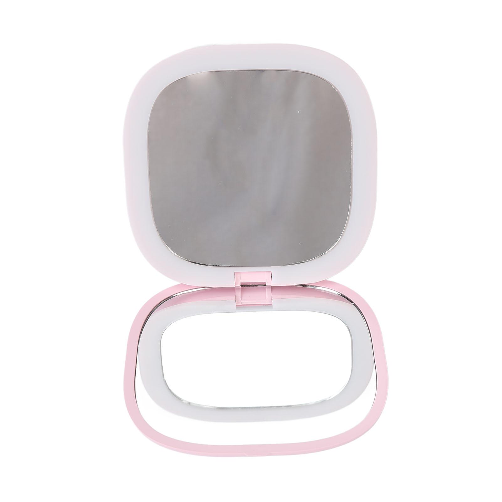 

LED Makeup Mirror 3X Magnification Double Sides Foldable Handheld White Lighting Mirror Pink