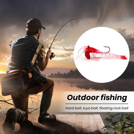Shrimp Bait Realistic Looking Bright Color Flexible Highly Simulated with Sharp Hook Easy Penetration Multi-Section Shrimp Bait Luminous