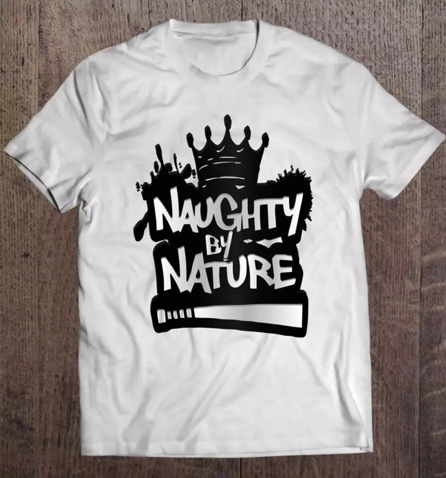 

Логотип группы Naughty By Nature Короткий рукав Все размеры S-5XL белый Унисекс Футболка S