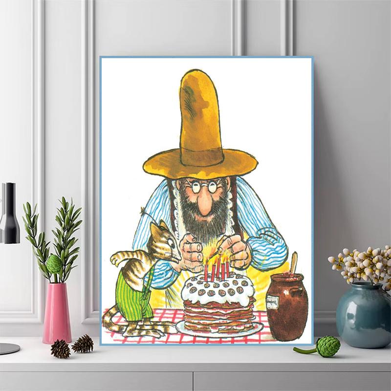 Pettson Findus 100% Round Full Drill 5D DIY Diamond Painting Embroidery Cross Stitch Rhinestone Décor