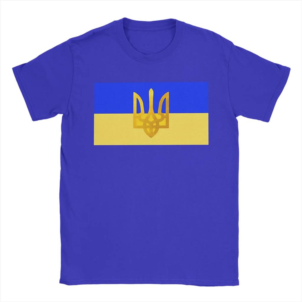 Ukraine Flag  T-Shirt for Men  Awesome Cotton Tee Shirt Round Collar Short Sleeve T Shirts Birthday Present Tops