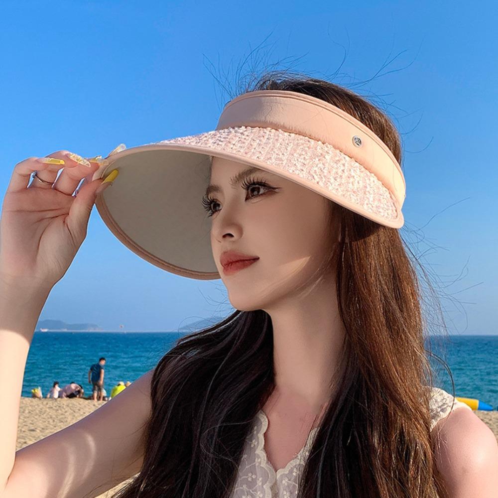 Summer Sequin Sun Hat Shiny Visor Cap Fashion Empty Top Cap  Outdoor