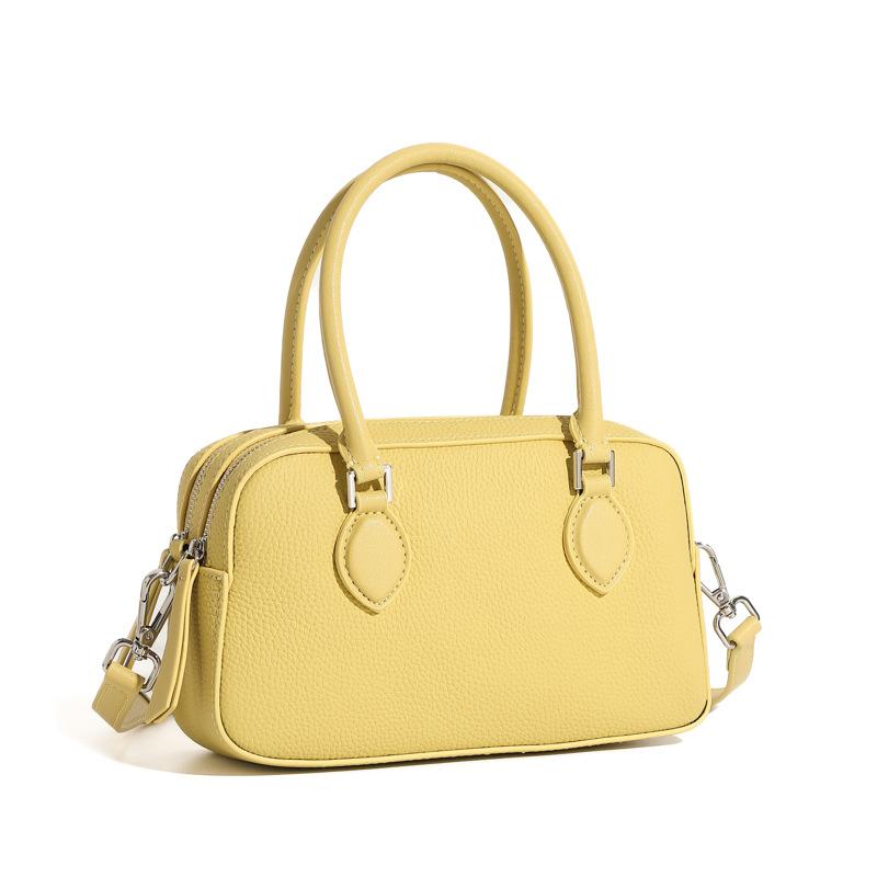 Genuine Leather High-end Hand-held Boston Bag Spring and Summer Crossbody Single-shoulder Pillow Bag Underarm Women's Bag