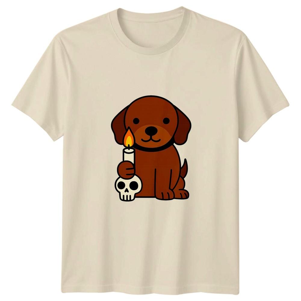 Dog Candle Skull Halloween Holidays Unisexs TShirt Unisexs Tee Graphic Unisex Top