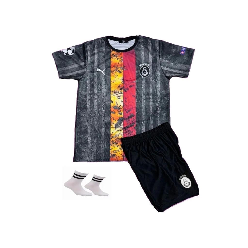 Glatsary.y 24/25 Noul sezon, design special, tricou de fotbal pentru copii, negru, tematic, 3 piese