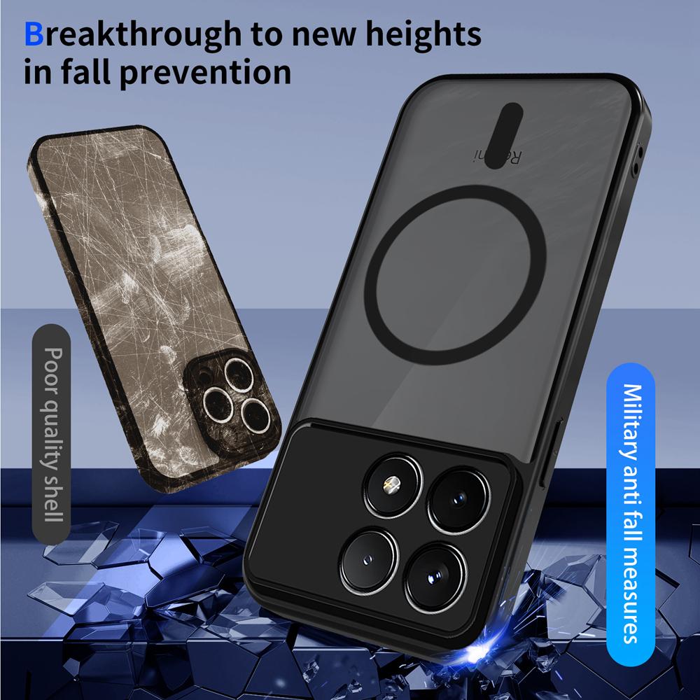 KEYSION Magnetic Phone Case for Xiaomi POCO F8 Pro Silicone+PC Matte Translucent Clear Shockproof Back Cover for POCO F8 Ultra