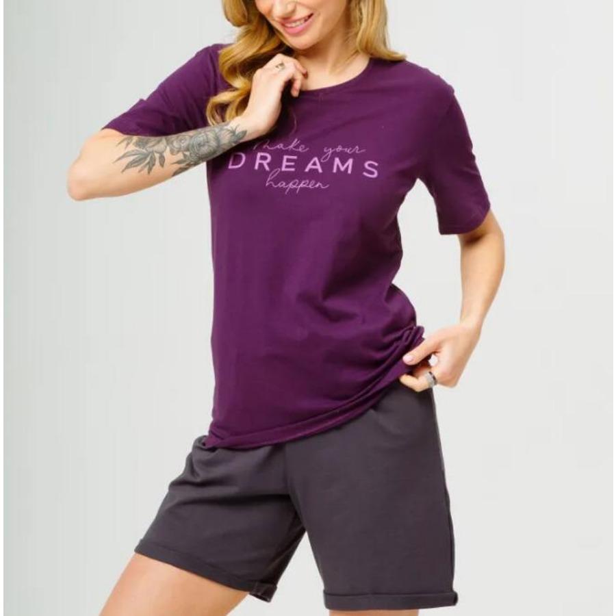 

Хлопковая футболка с коротким рукавом и принтом O-образным вырезом, белая черная, женская летняя футболка S фиолетовый