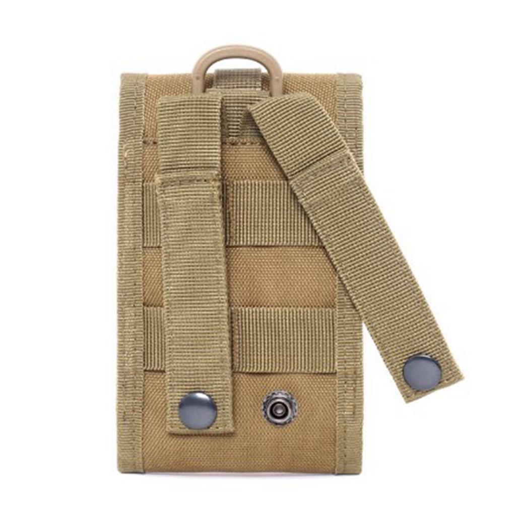 Military Mobile Phone Bag Leisure Nylon Waterproof Multifunction Phone Waist Pack for Outdoor Sports Khaki
