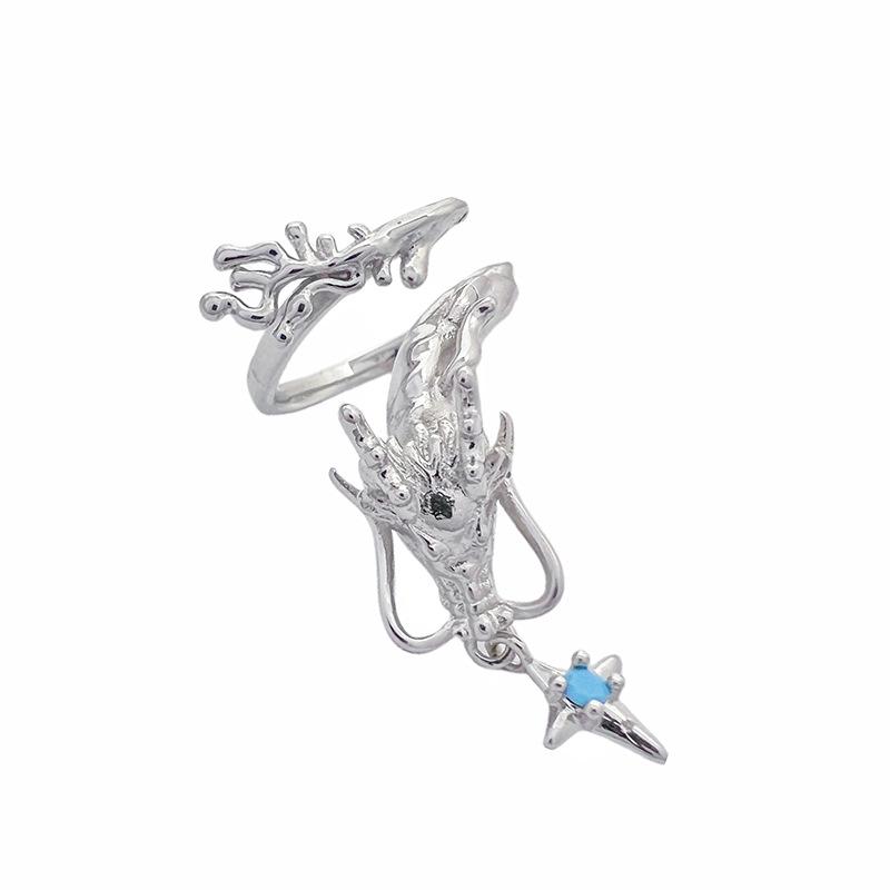 Dragon-Shaped Open Ring Niche Design High-End Sweet And Cool Babes Dark Stacked Wearing Personalized Rings