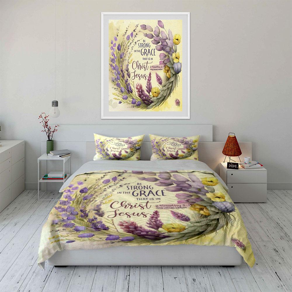 Floral Christian Verse Decor Set  Kid'S And Adults' Bedroom Decor, Exquisite Three-Piece Bedding Set Gift