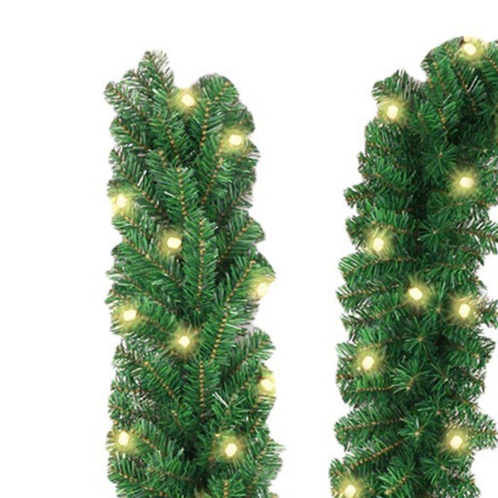 2.7m Christmas Wreath Christmas Rattan Mantel Decoration Wreath Wicker Garland with 30 LED