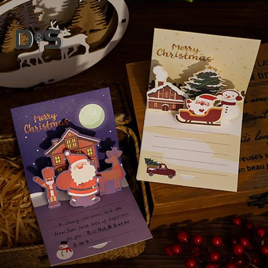 Julhälsningskort 3D Pop Up Julhälsningskort Jultomte gratulationskort med kuvert Nyårspresent till familjens vänner