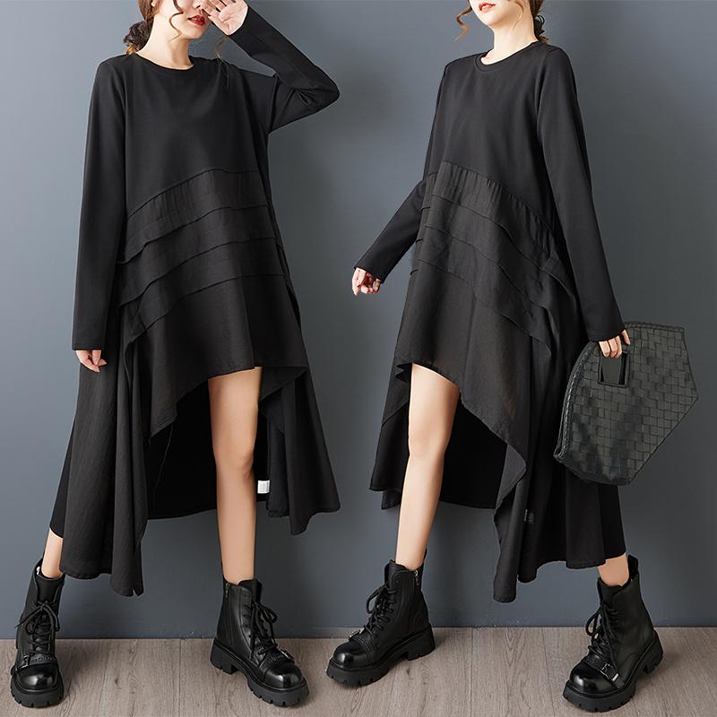 

DIMANAF 2026 Plus Size Women Loose Long Sleeve Dress New Winter Autumn Elegant Lady Maxi Dress Black one size