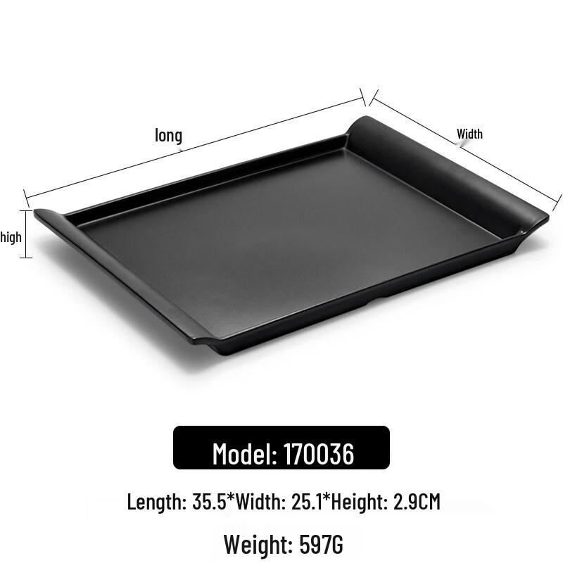 Commercial Japanese Style Black Melamine Rectangular Serving Tray