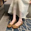 Liebe Metallschnellenschuhe neue flache Schuhe zum Hineinschlüpfen einzelne Schuhe verbreiterte große Größe Damenschuhe