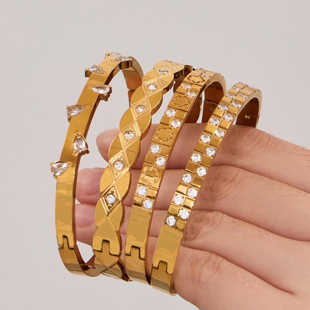 18K Gold-Plated Geometric Zirconia Water Drop Bracelet