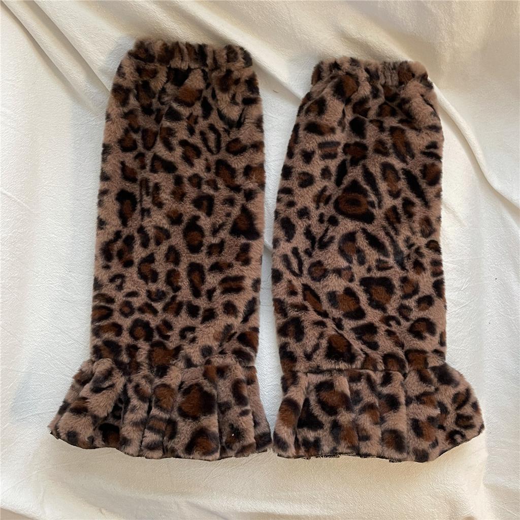 Leopard Print Winter Warm Leg Warmers Fashionable Versatile Personalized Harajuku Plush Leg Warmer Ruffle Baggy Foot Cover Socks
