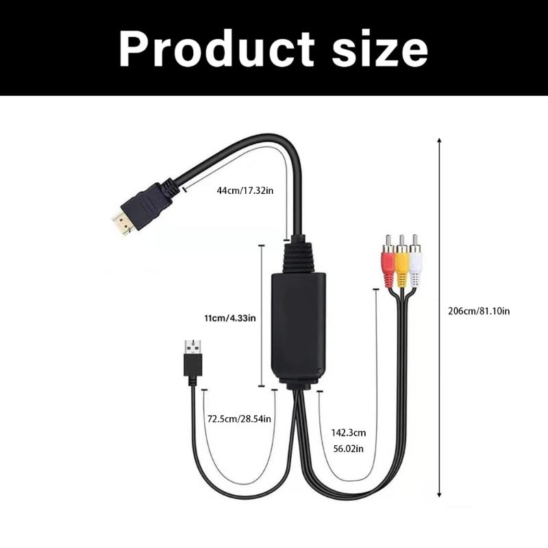 Hdmis To Avs 3RCA Converter Cable 1080P Resolution Support For PC Laptop With USB Power Audios Video Signal Transmission