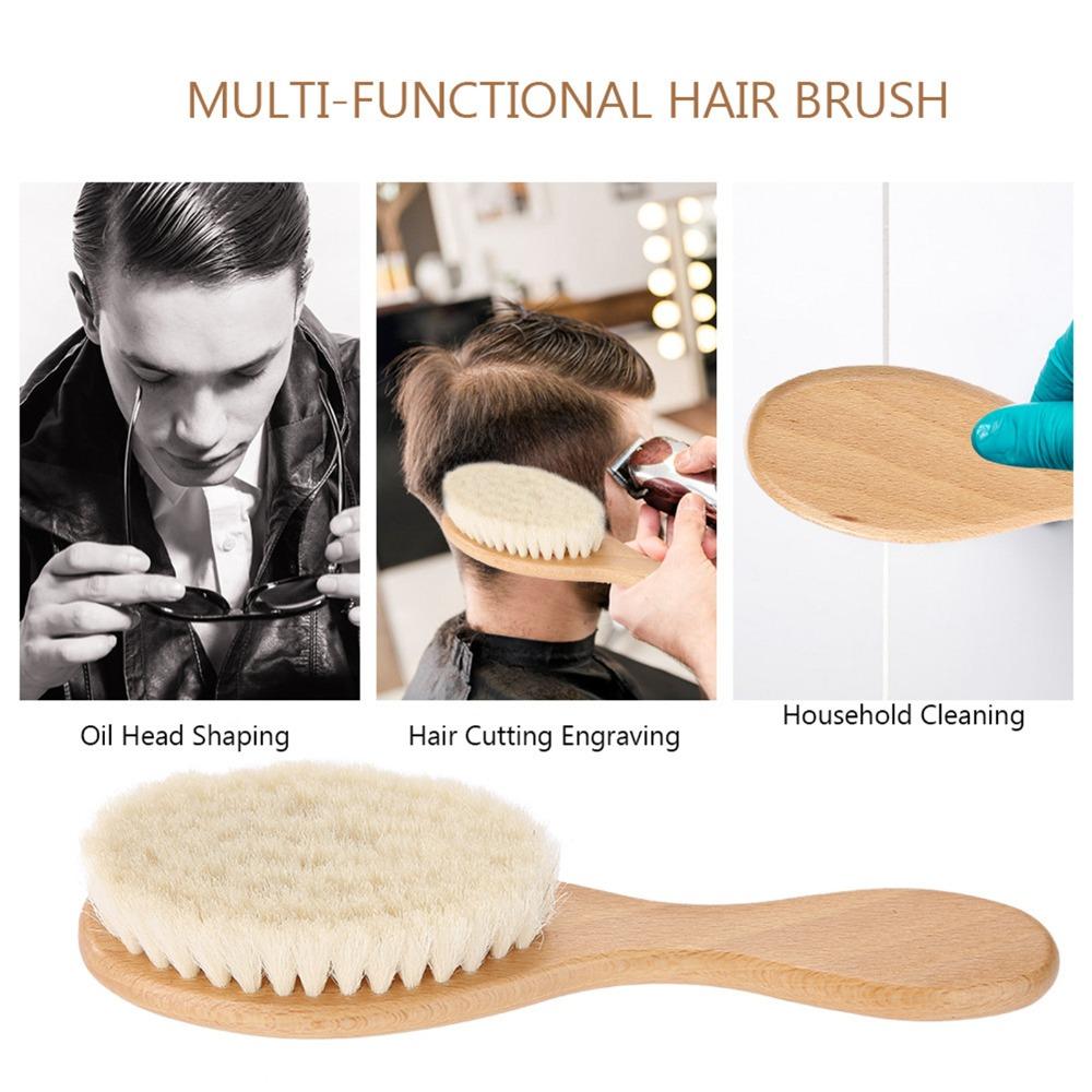 Soft Oil Head Brush Wooden Handle Hair Styling Brush Scalp Grooming Goat Hair Brush Home Use