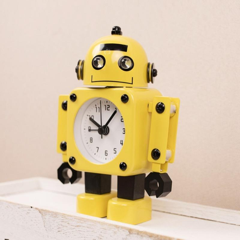 Creative Robot Decorative Clock Korean Cartoon Boy Alarm Clock Quartz Silent Decorative Watch Bedroom Decoration Ornaments