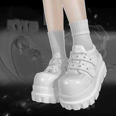 Modische Damenstiefel Plateau-Stiefel Damen Frühling Herbst PU Trifle Basis Rosa Lolita Schuhe Runde Spitze Solide Hohe Absätze Gothic Schuhe