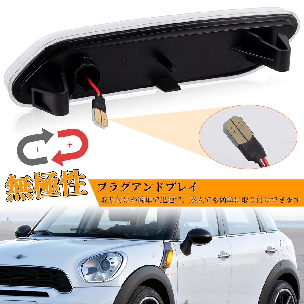 POPMOTORZ R61 R60 LED Side Marker, Turn Signals for Mini Crossover Countryman Paceman Fiber