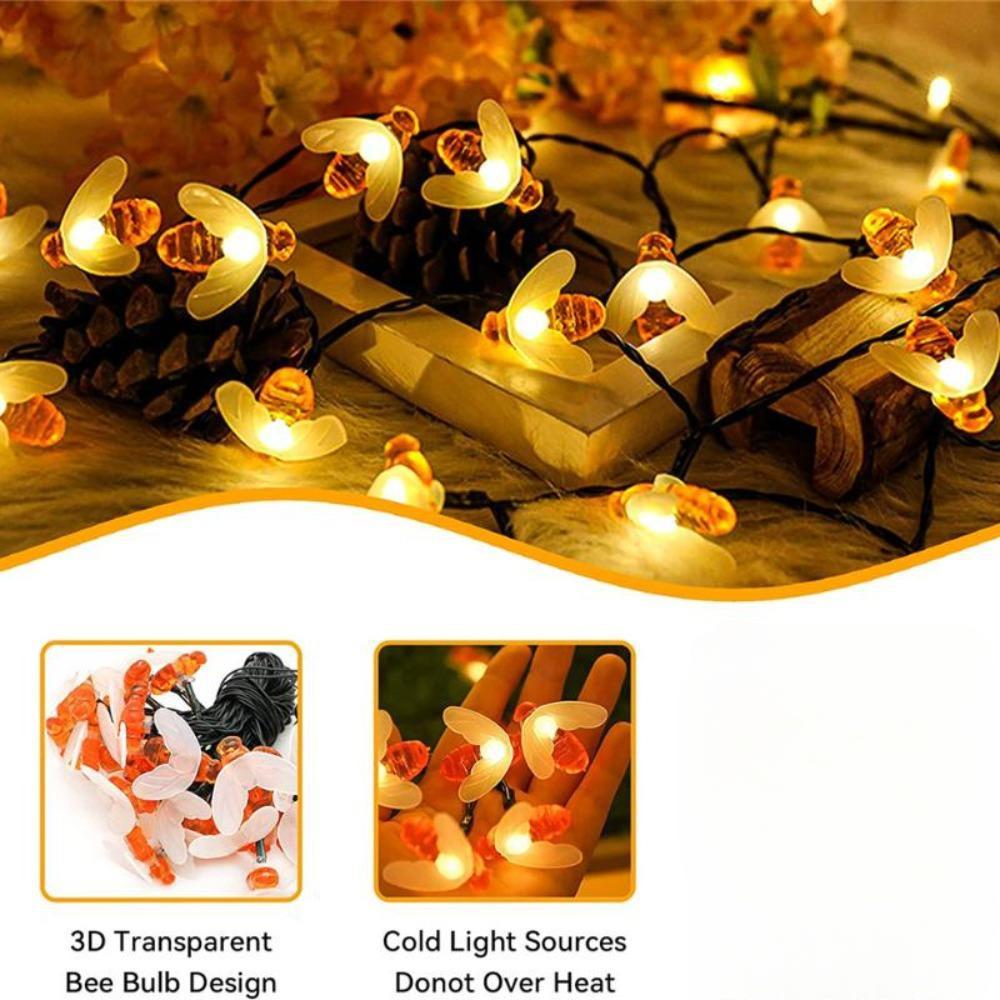 

Солнечная уличная 100-светодиодная милая лампа BEE, гирлянда для сада, газона, растения, наземная лампа для двора, феи, рождественская декоративная лампа 1M 10 BEES Battery