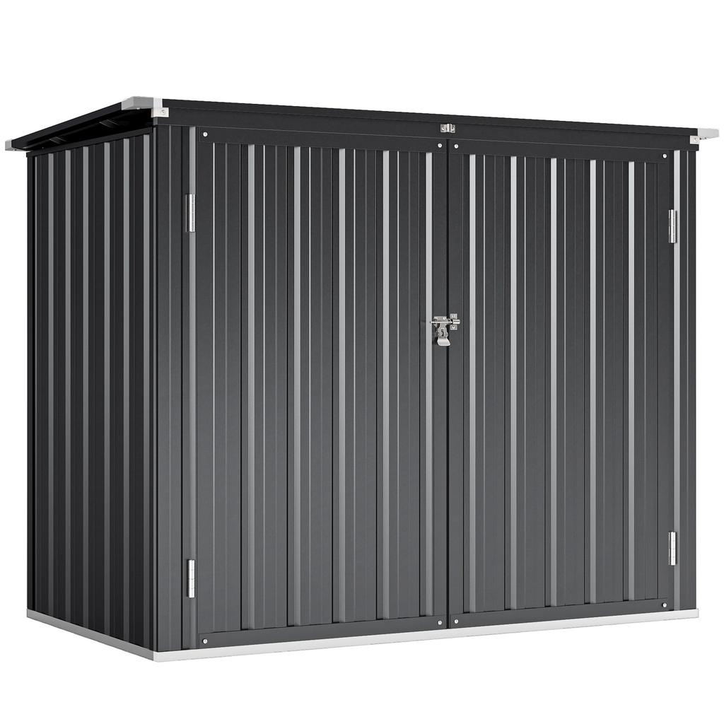 Garbage Bin Box for 2 Bins, Lockable, Bin Enclosure with Hinged Lid, Dark Grey