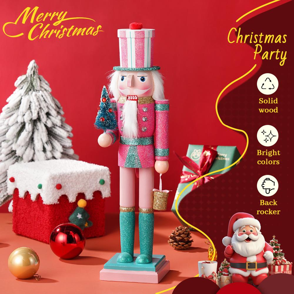 

38CM Nutcracker Sparkling Christmas Tree-themed Puppets Handcrafted Decoration Christmas New Year Holiday Decoration Gift розовый